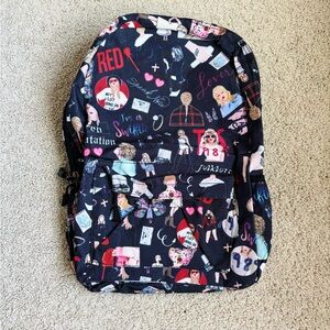 taylor swift unofficial black and pink patterned eras tour backpack